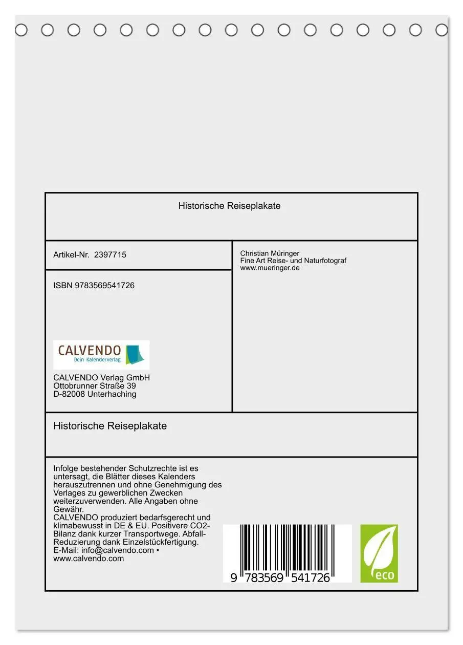 Bild: 9783569541726 | Historische Reiseplakate (Tischkalender 2027 DIN A5 hoch), CALVENDO...