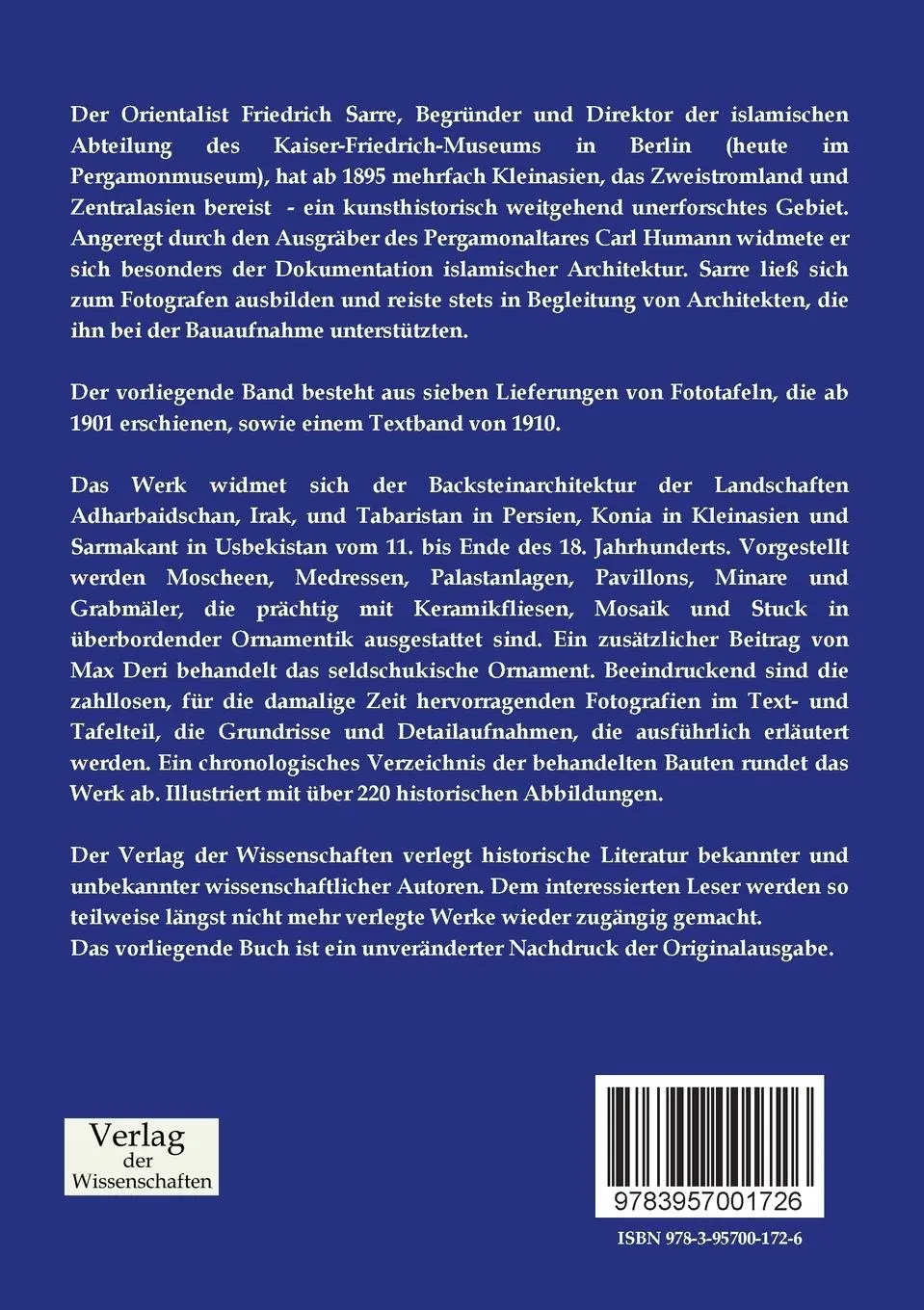 Rückseite: 9783957001726 | Denkmäler Persischer Baukunst | Friedrich Sarre | Taschenbuch | 296 S.