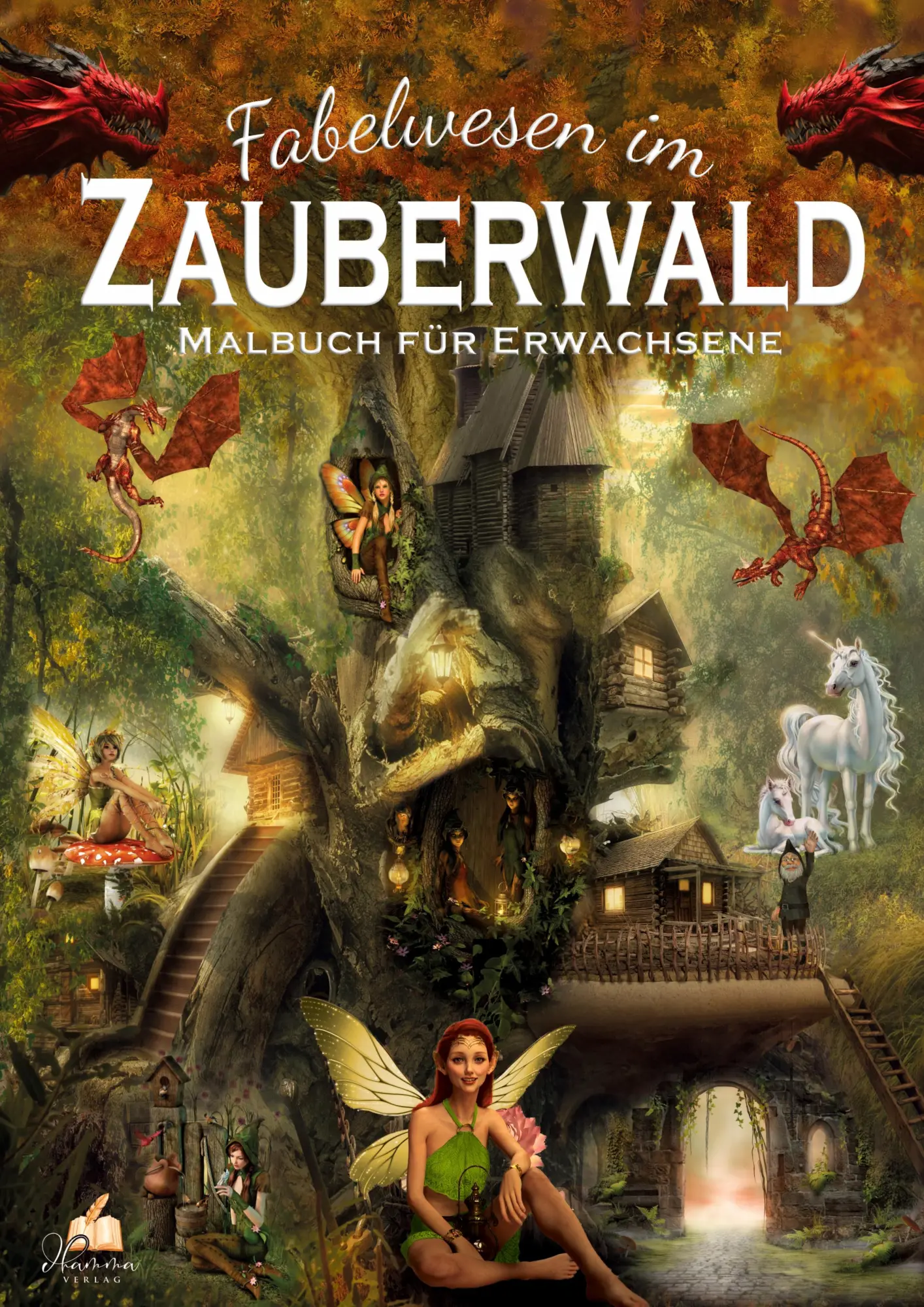 Cover: 9783986571726 | Fabelwesen im Zauberwald - Malbuch für Erwachsene mit 50 magischen...