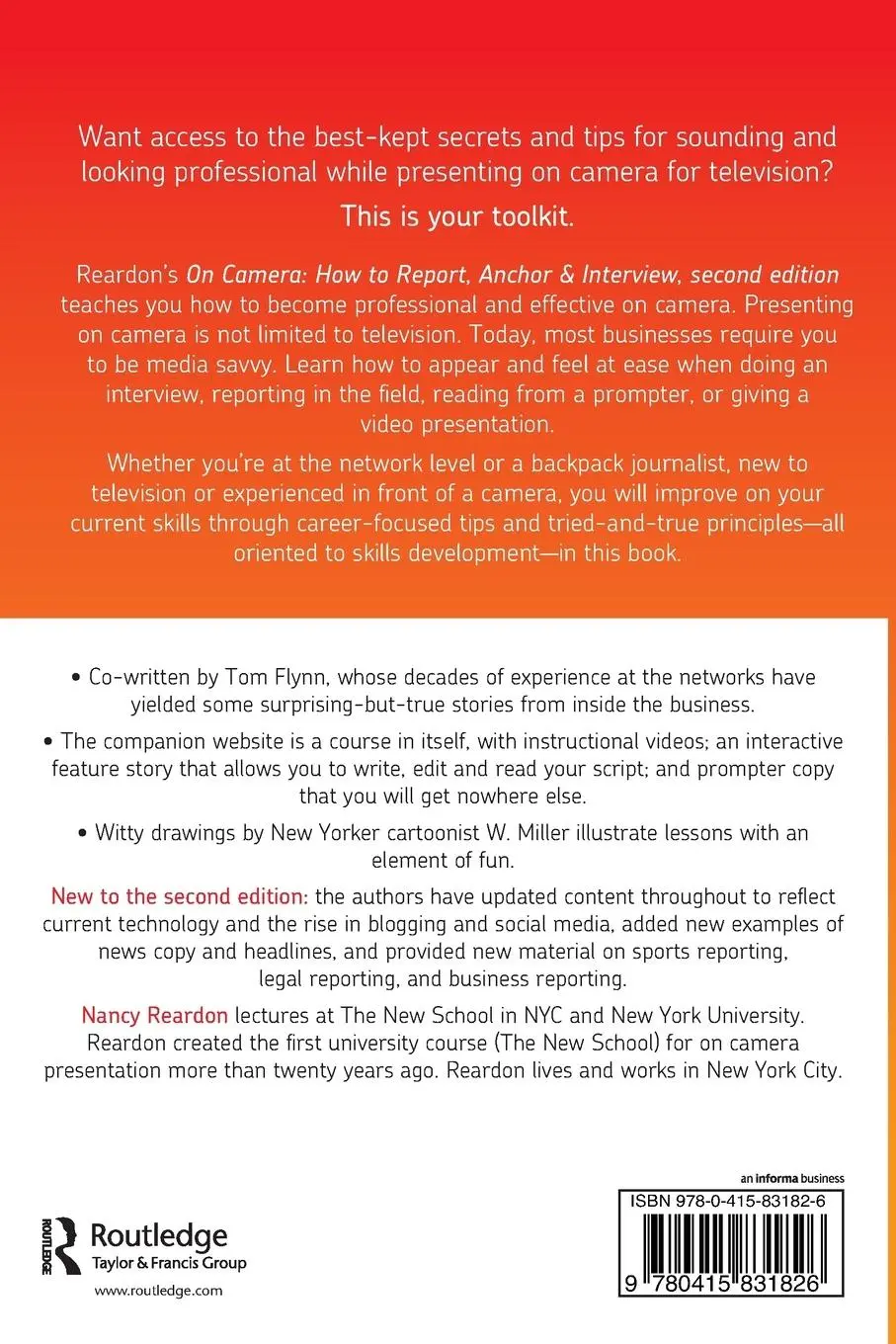 Rückseite: 9780415831826 | On Camera | How To Report, Anchor &amp; Interview | Nancy Reardon (u. a.)