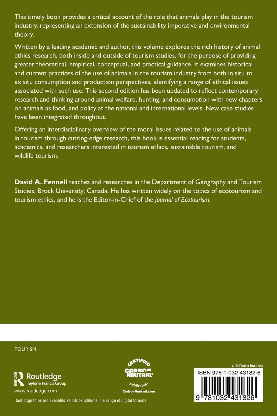 Rückseite: 9781032431826 | Tourism and Animal Ethics | David A. Fennell | Taschenbuch | Englisch