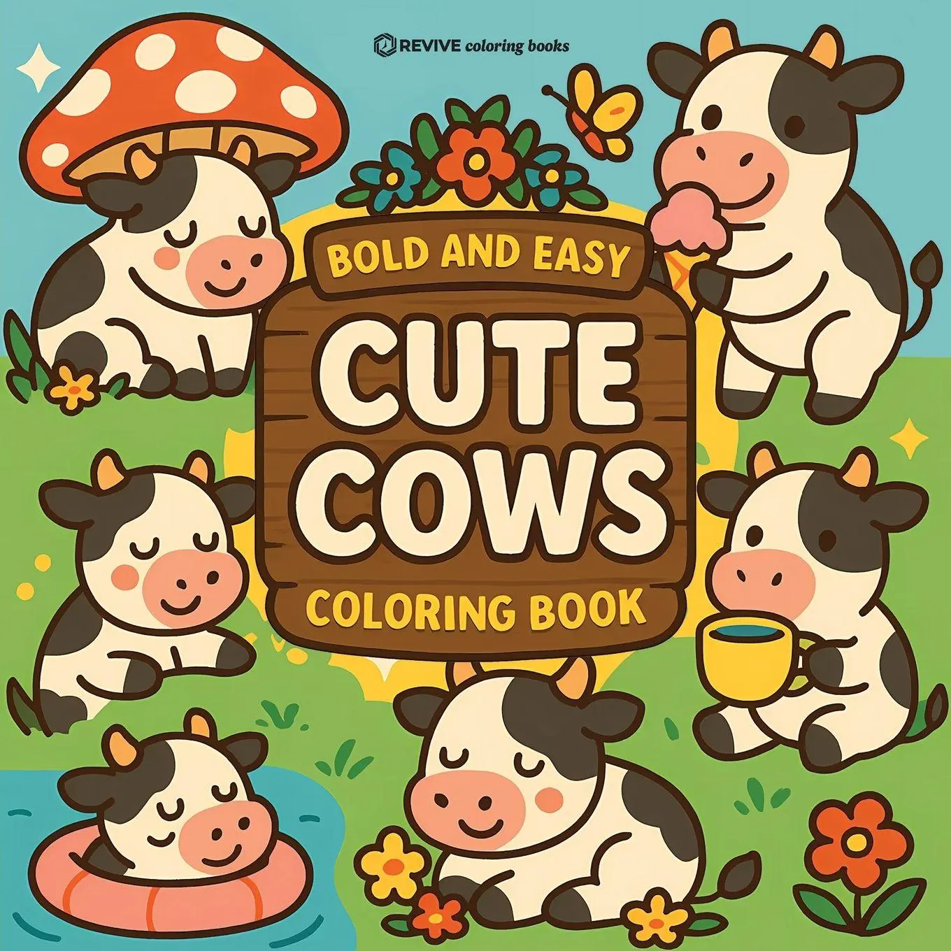Cover: 9781834121826 | Bold &amp; Easy Cute Cows Coloring Book | Revive Coloring Books | Buch