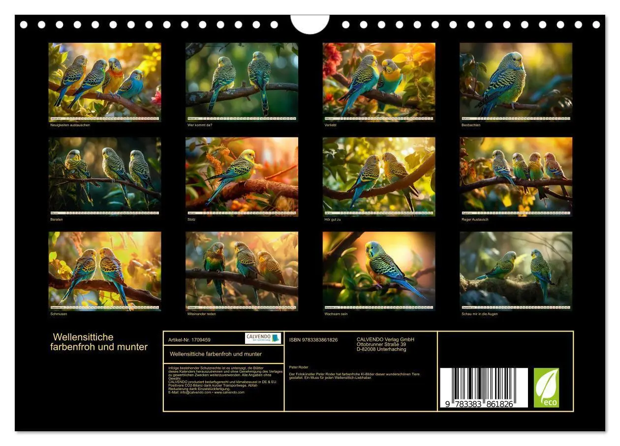 Bild: 9783383861826 | Wellensittiche farbenfroh und munter (Wandkalender 2025 DIN A4...