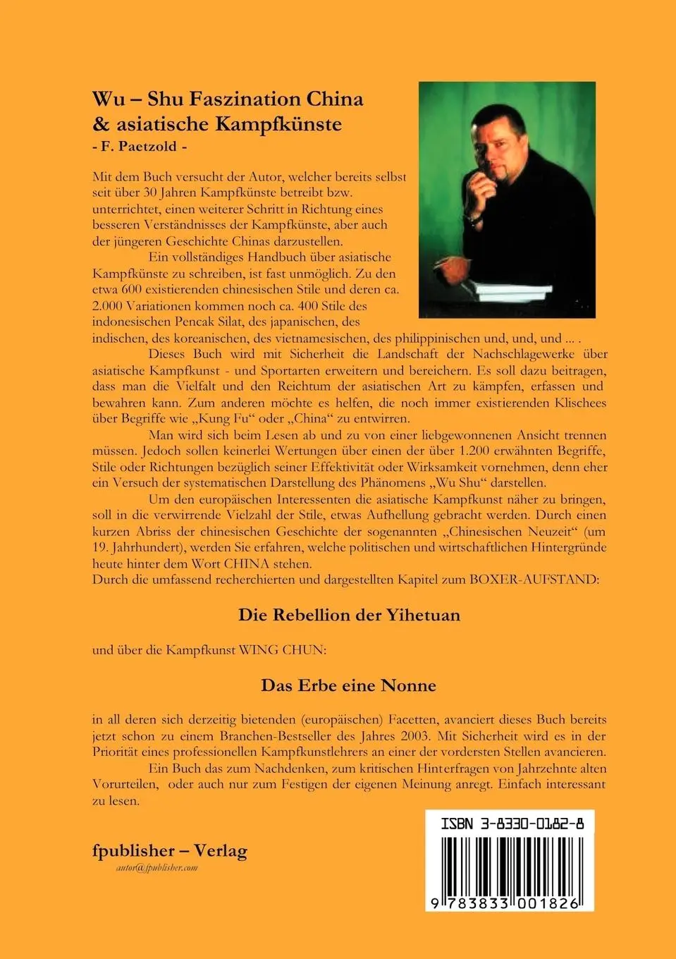 Rückseite: 9783833001826 | Wu Shu Faszination China &amp; asiatische Kampfkünste | Frank Paetzold