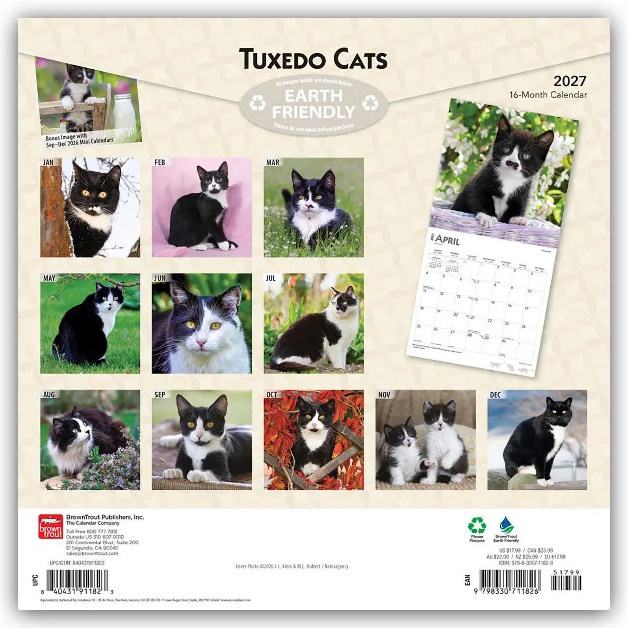 Rückseite: 9798330711826 | Tuxedo Cats - Tuxedo Katzen 2027 - 16-Monatskalender | Publishers