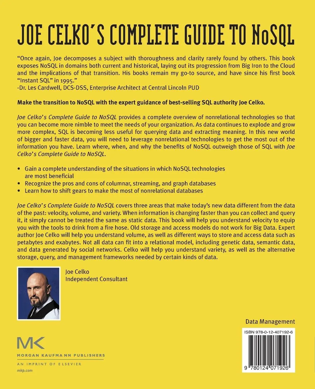 Rückseite: 9780124071926 | Joe Celko's Complete Guide to NoSQL | Joe Celko | Taschenbuch | 2013