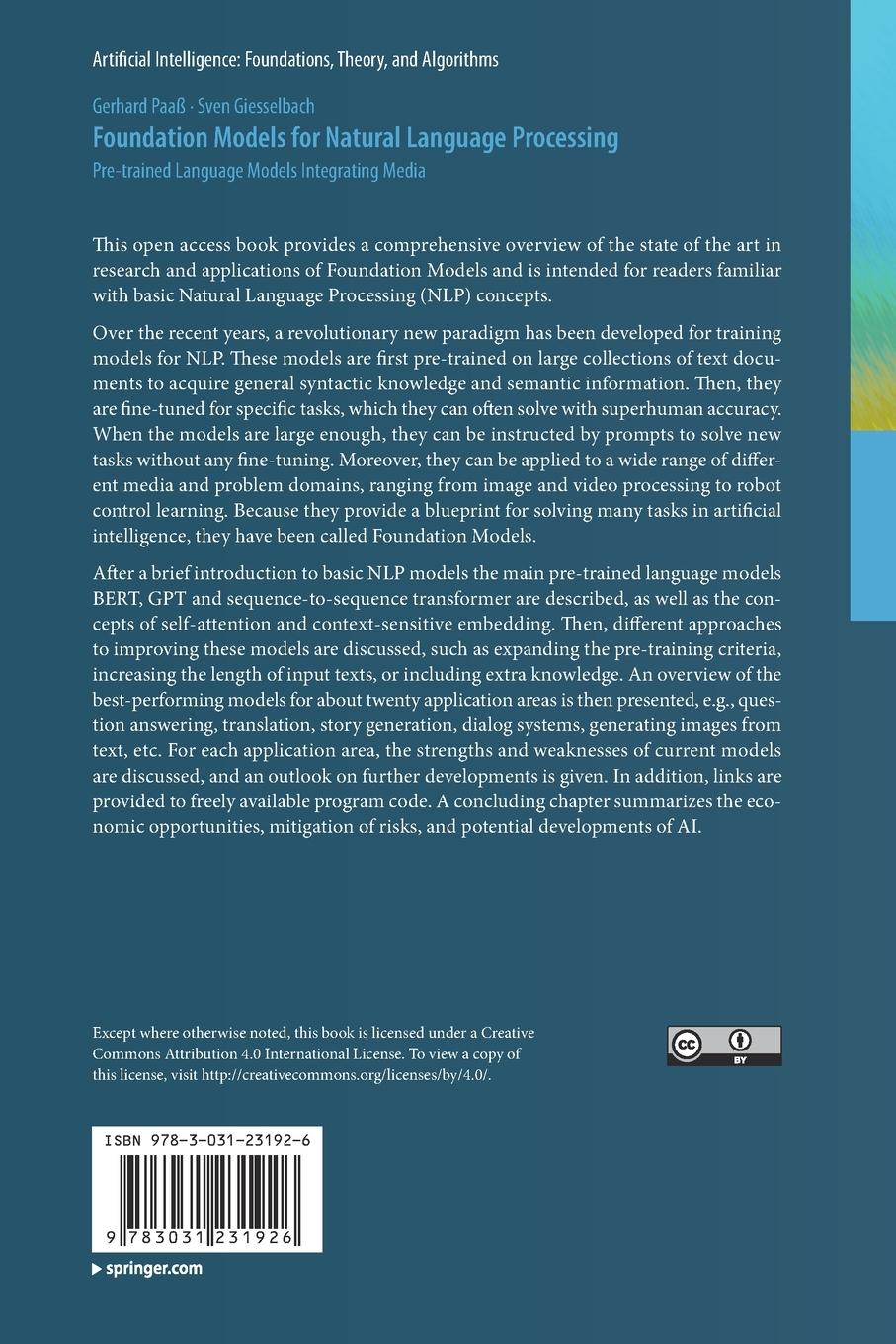 Rückseite: 9783031231926 | Foundation Models for Natural Language Processing | Taschenbuch | 2023