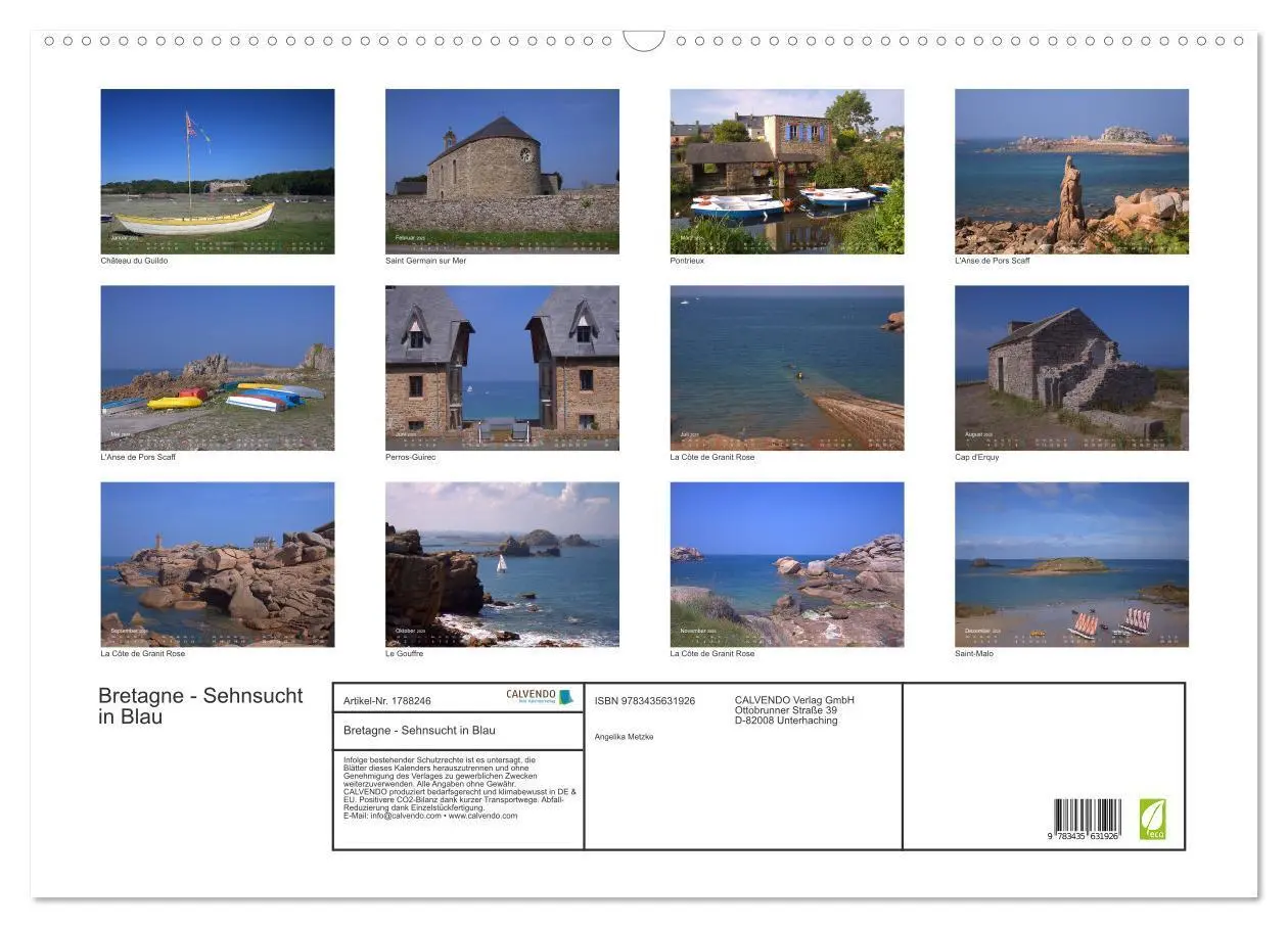 Bild: 9783435631926 | Bretagne - Sehnsucht in Blau (Wandkalender 2025 DIN A2 quer),...