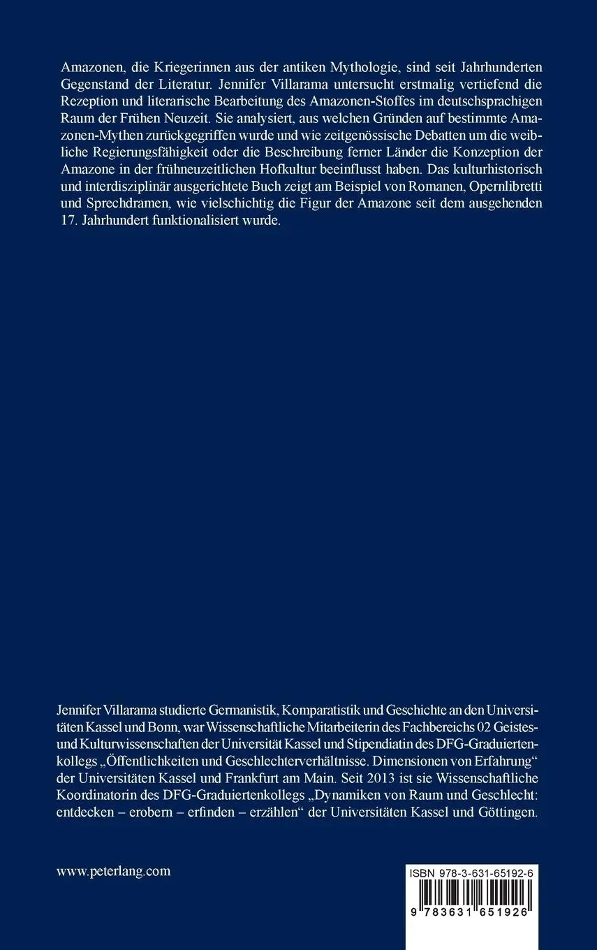 Rückseite: 9783631651926 | Die Amazone | Jennifer Villarama | Buch | Gebunden | Deutsch | 2015