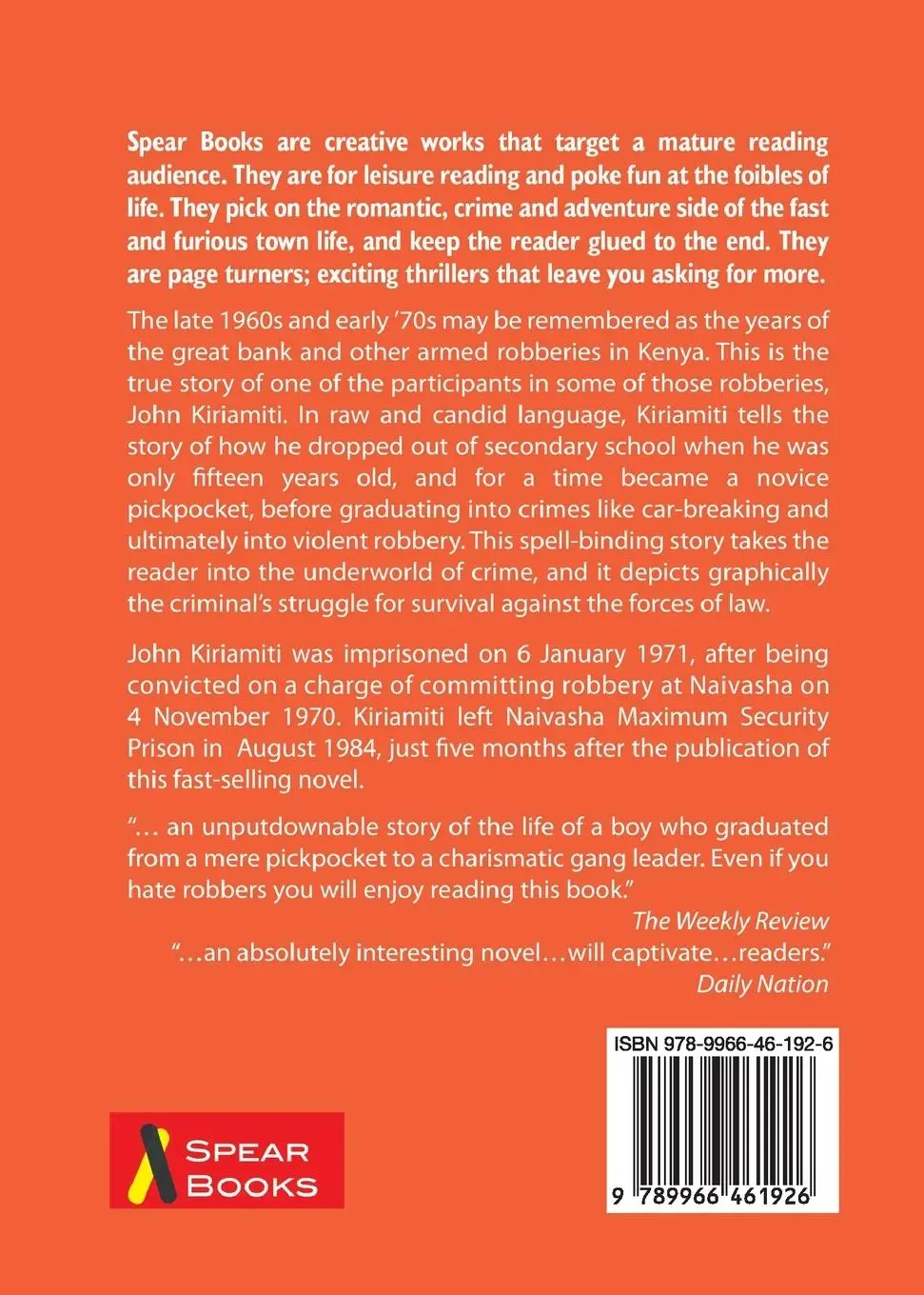 Rückseite: 9789966461926 | My Life in Crime | John Kiriamiti | Taschenbuch | Englisch | 1989