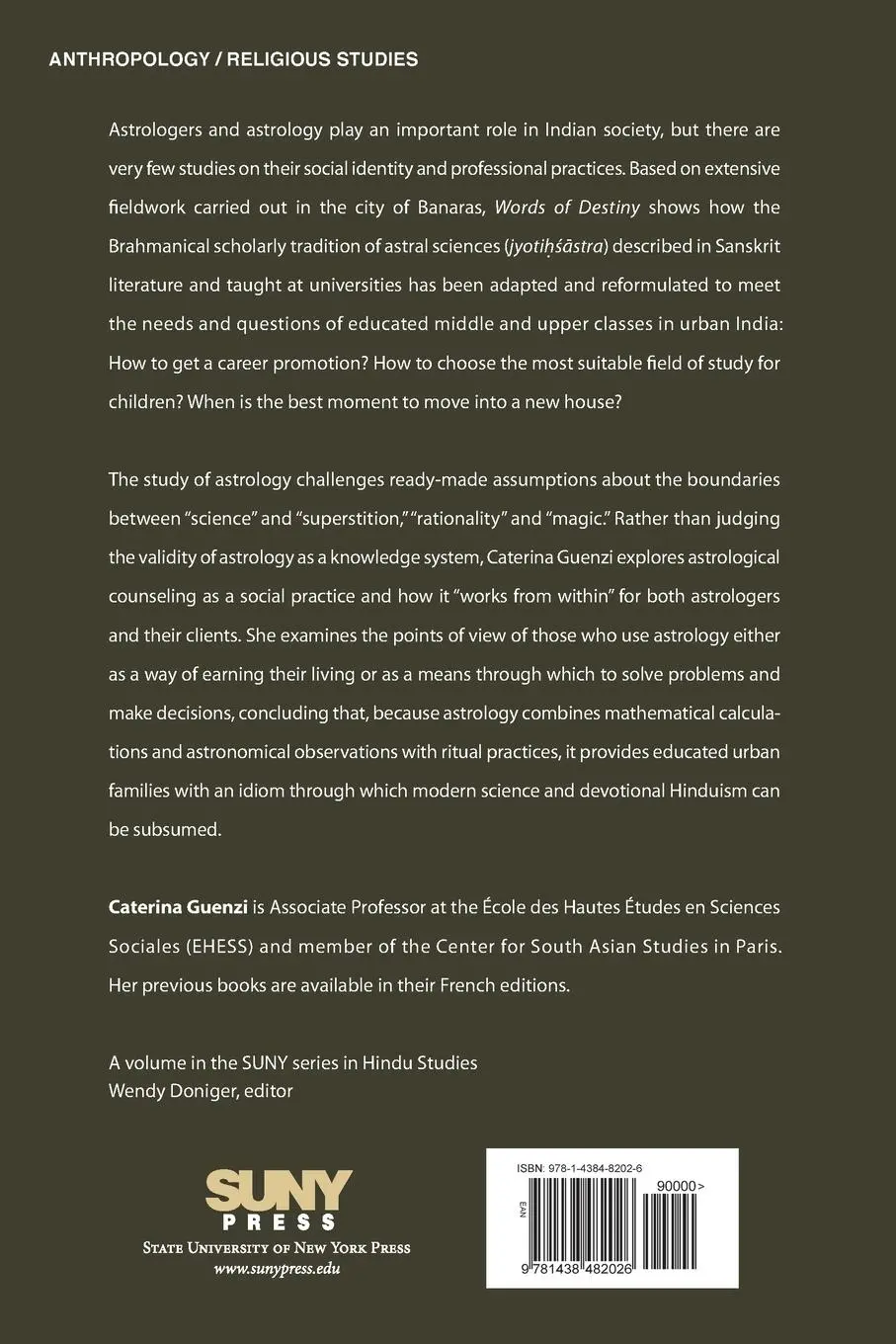 Rückseite: 9781438482026 | Words of Destiny | Practicing Astrology in North India | Guenzi | Buch