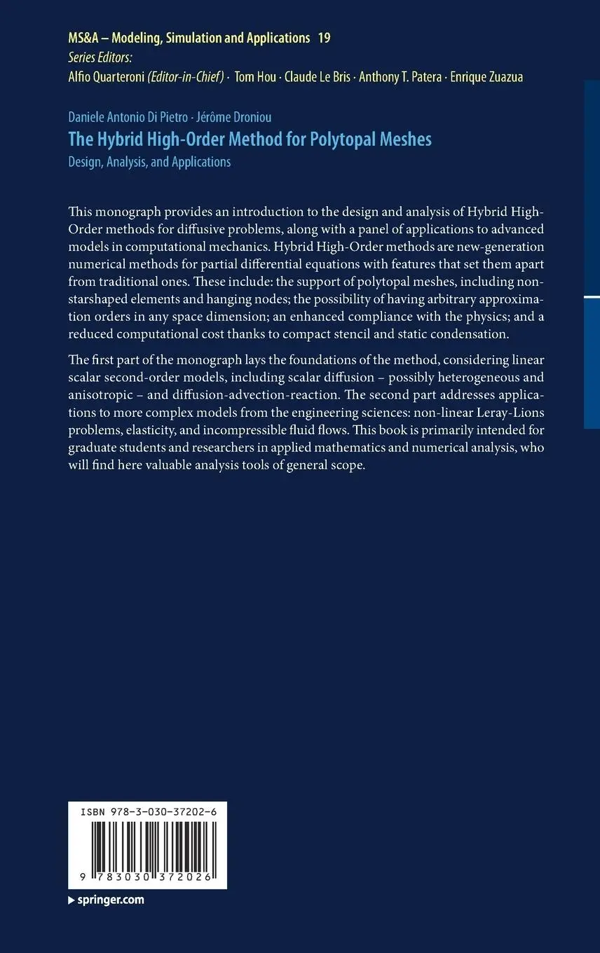Rückseite: 9783030372026 | The Hybrid High-Order Method for Polytopal Meshes | Droniou (u. a.)
