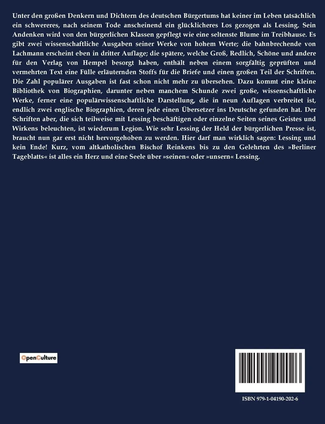 Rückseite: 9791041902026 | Die Lessing- Legende | Franz Mehring | Taschenbuch | 360 S. | Deutsch