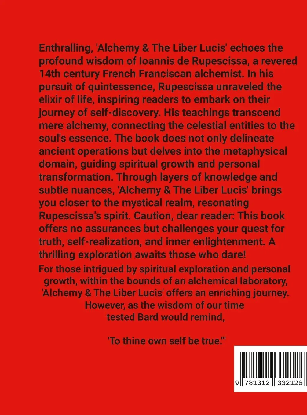 Rückseite: 9781312332126 | Alchemy &amp; the Liber Lucis | A Modern Exploration | Rupescissa (u. a.)