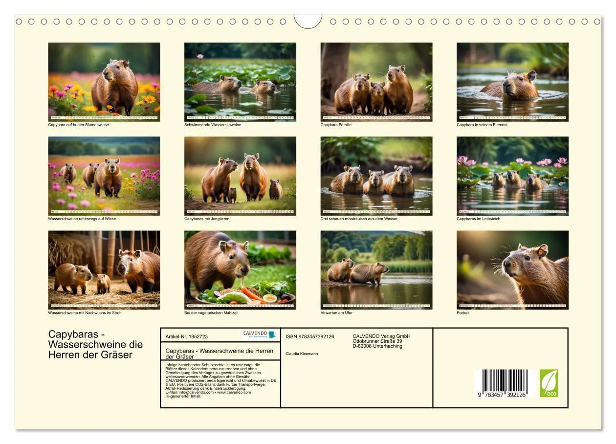 Bild: 9783457392126 | Capybaras - Wasserschweine die Herren der Gräser (Wandkalender 2026...
