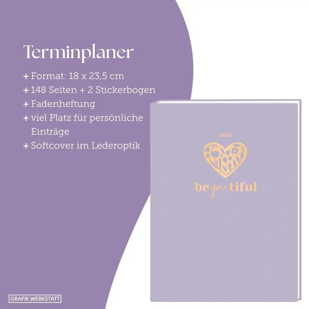 Bild: 9783986362126 | Terminplaner Lady Softcover 2027 Be you tiful | Terminplaner Softcover