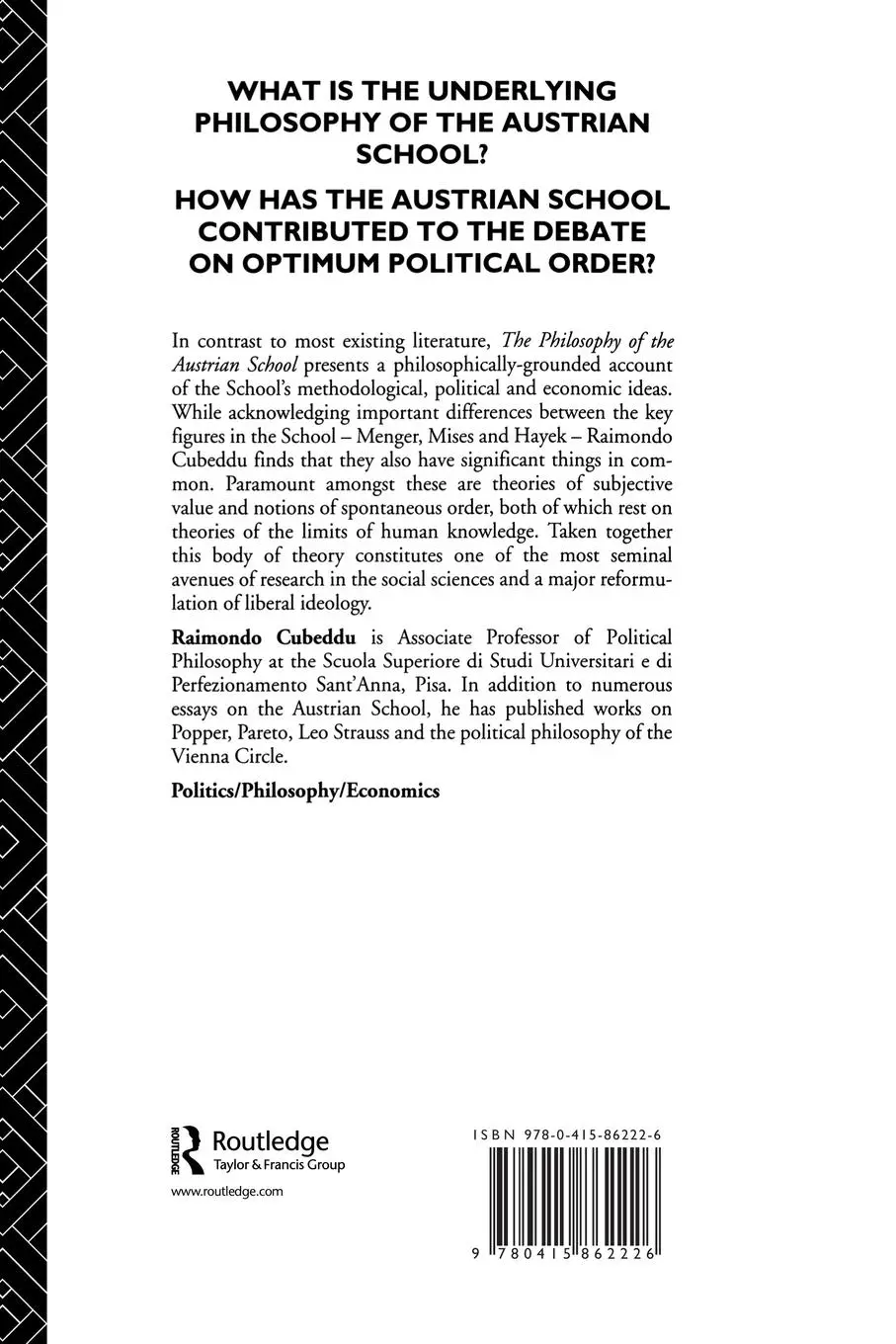 Rückseite: 9780415862226 | The Philosophy of the Austrian School | Raimondo Cubeddu | Taschenbuch