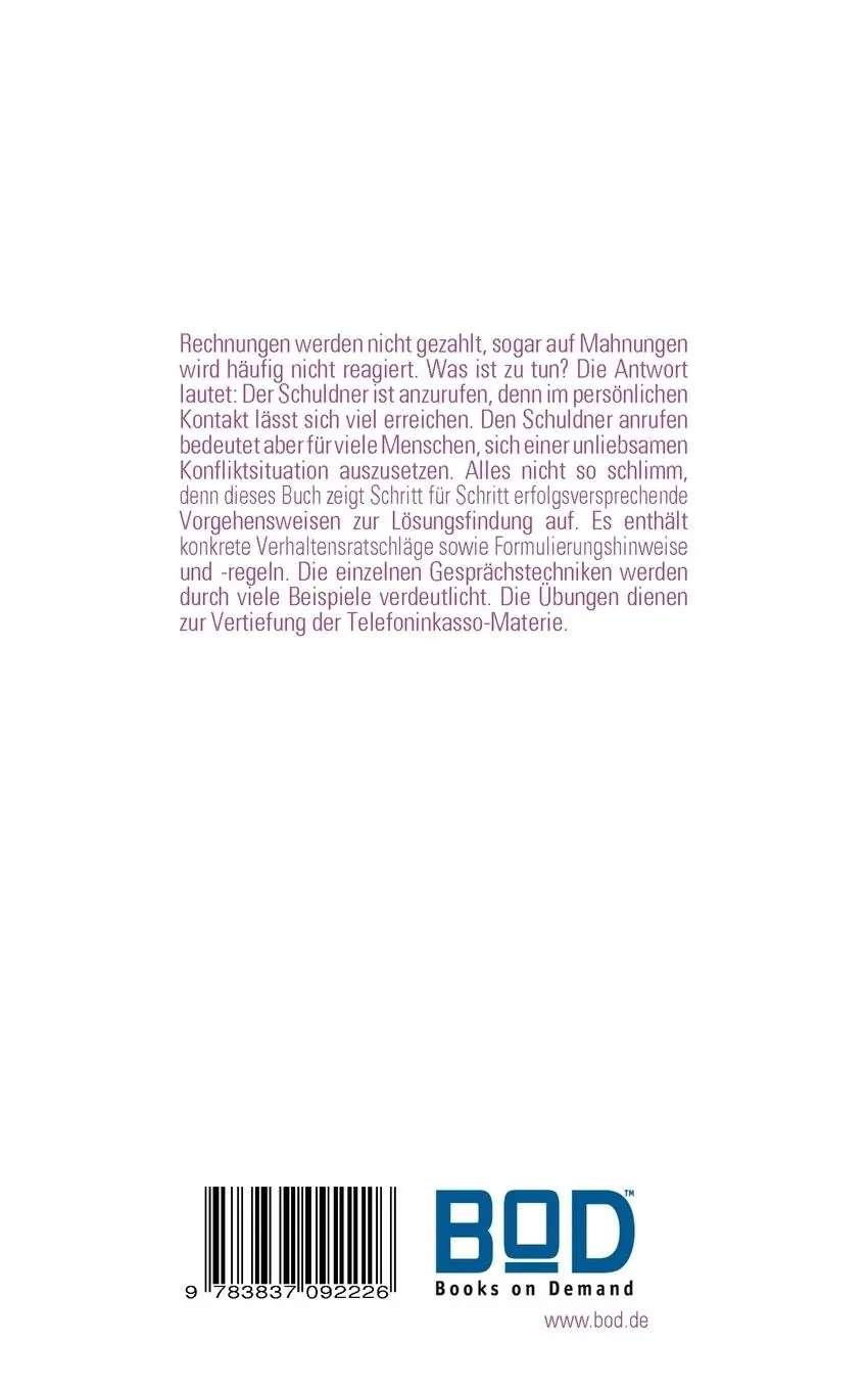 Rückseite: 9783837092226 | Telefoninkasso | Rolf Kamphaus | Taschenbuch | 184 S. | Deutsch | 2009