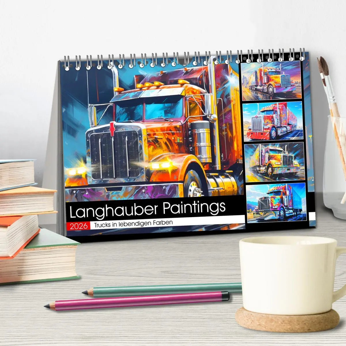 Bild: 9783457512326 | Langhauber Paintings. Trucks in lebendigen Farben (Tischkalender...