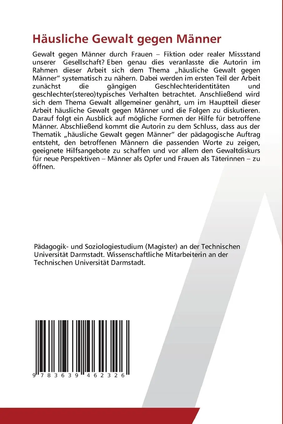 Rückseite: 9783639462326 | Häusliche Gewalt gegen Männer | Wann ist ein Mann ein Mann? | Buch