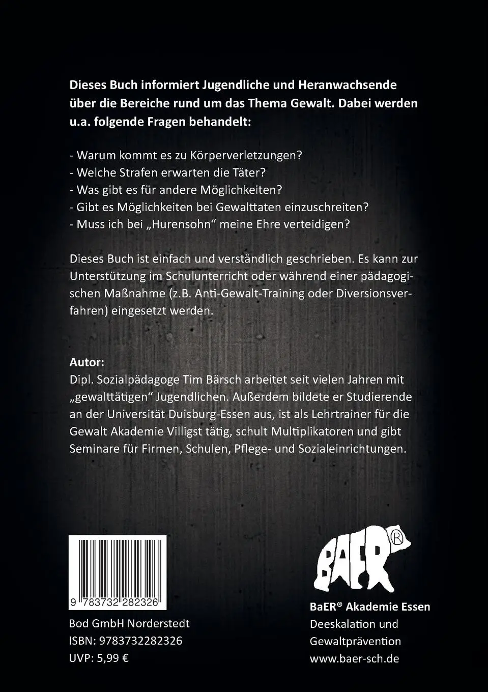 Rückseite: 9783732282326 | Schlag doch zu, Hurensohn | Tim Bärsch | Taschenbuch | Paperback