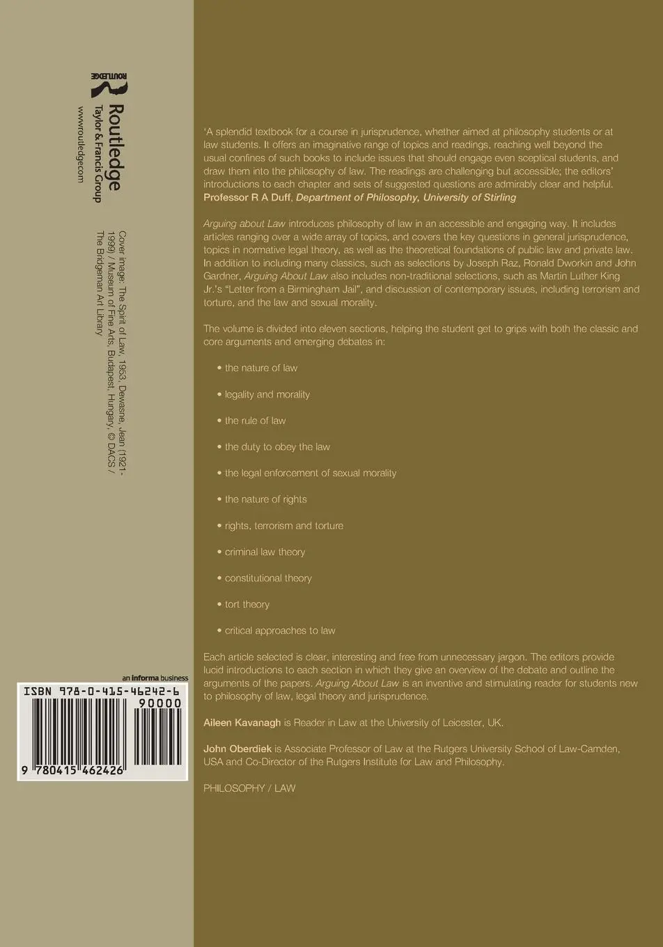 Rückseite: 9780415462426 | Arguing About Law | Aileen Kavanagh (u. a.) | Taschenbuch | Englisch