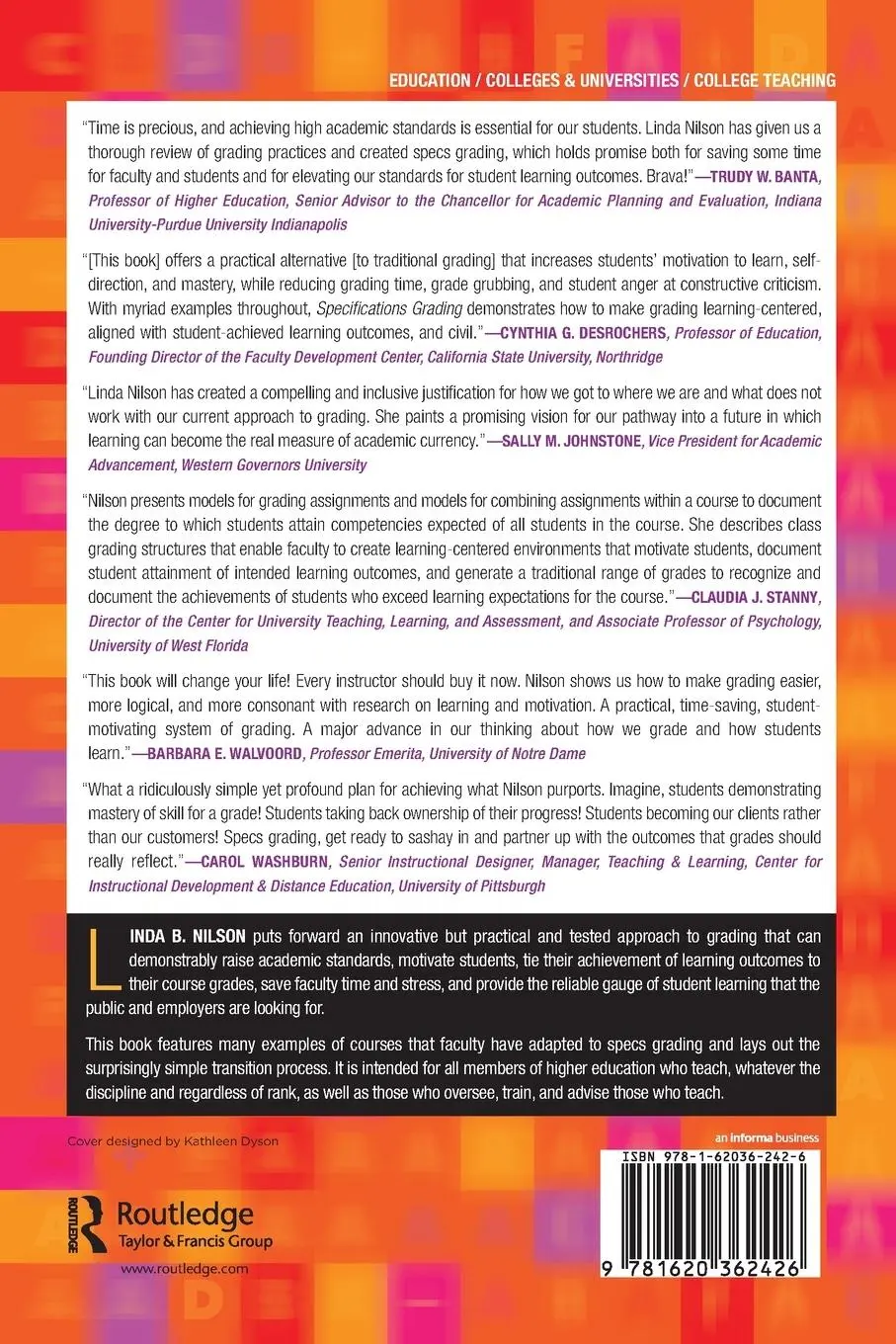 Rückseite: 9781620362426 | Specifications Grading | Linda B. Nilson | Taschenbuch | Englisch