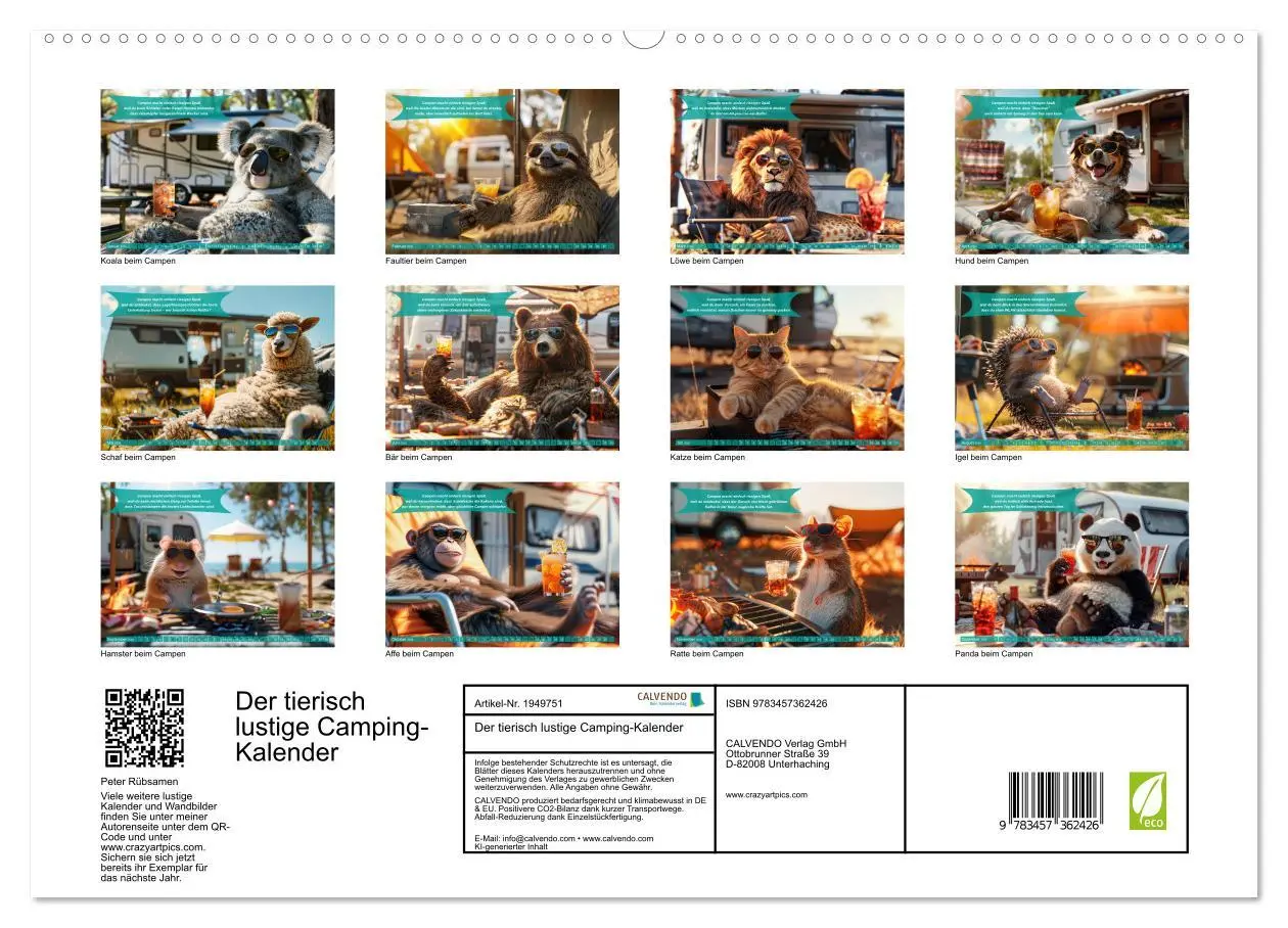 Bild: 9783457362426 | Der tierisch lustige Camping-Kalender (hochwertiger Premium...