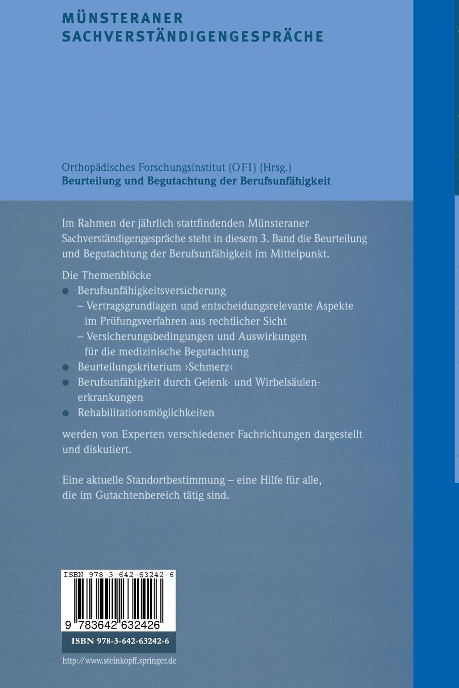 Rückseite: 9783642632426 | Münsteraner Sachverständigengespräche | Taschenbuch | ix | Deutsch