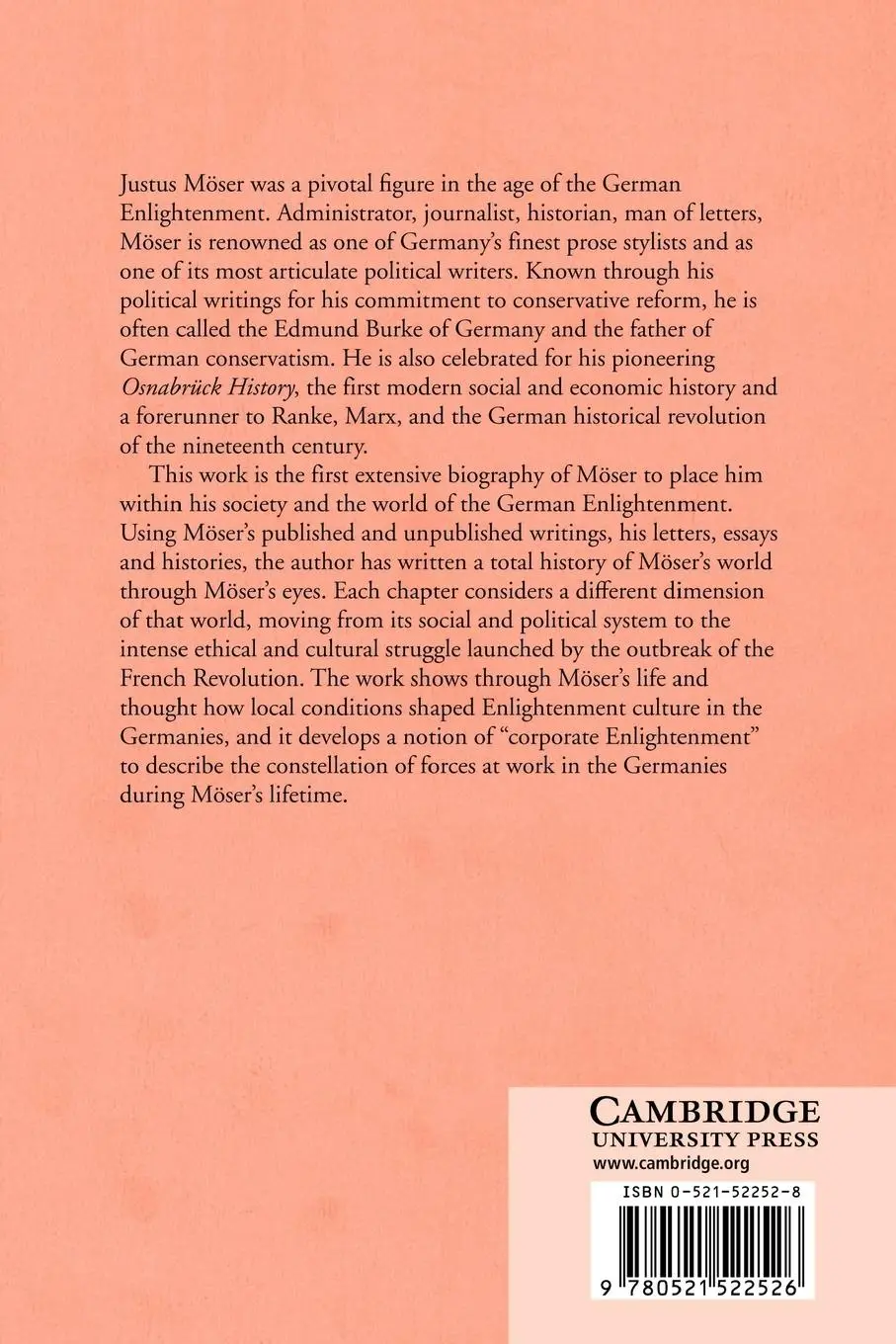 Rückseite: 9780521522526 | Justus M Ser and the German Enlightenment | Jonathan B. Knudsen | Buch