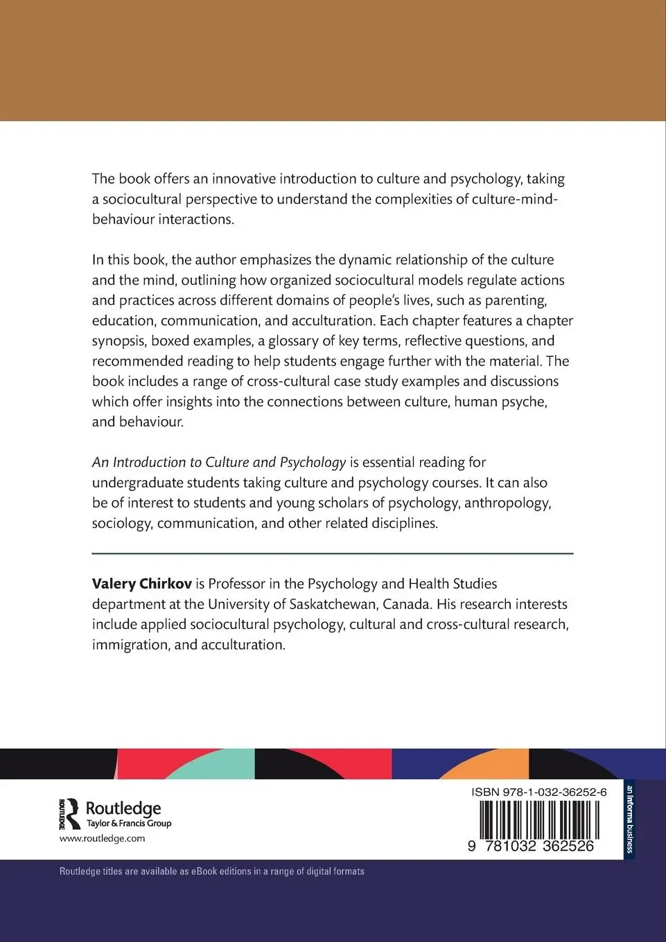 Rückseite: 9781032362526 | An Introduction to Culture and Psychology | Valery Chirkov | Buch