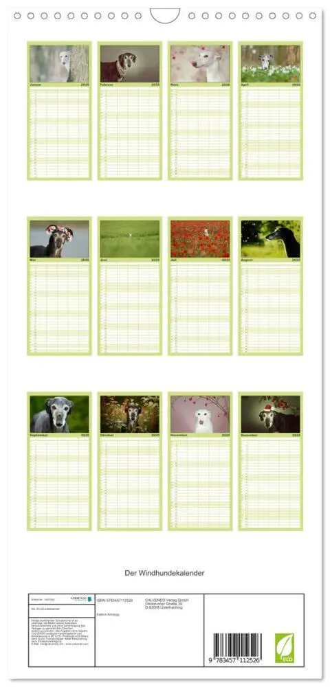 Bild: 9783457112526 | Familienplaner 2025 - Der Windhundekalender mit 5 Spalten...