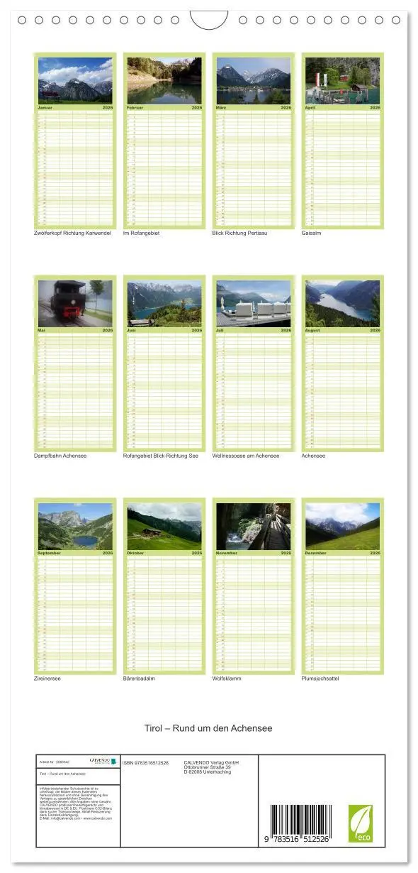 Bild: 9783516512526 | Familienplaner 2026 - Tirol - Rund um den Achensee mit 5 Spalten...