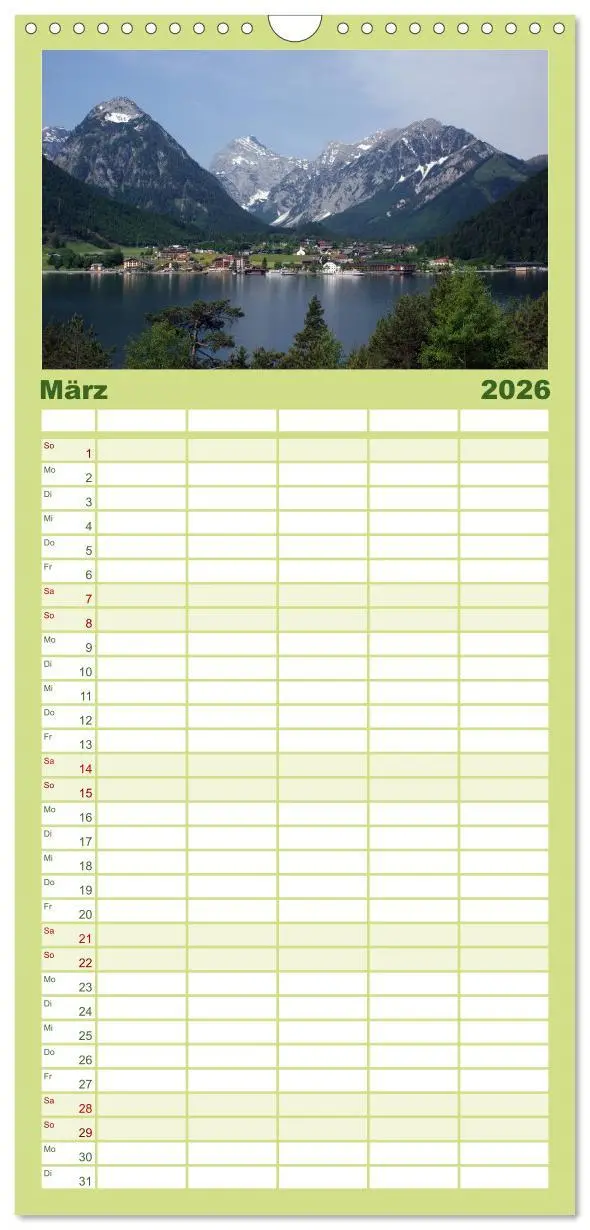 Bild: 9783516512526 | Familienplaner 2026 - Tirol - Rund um den Achensee mit 5 Spalten...