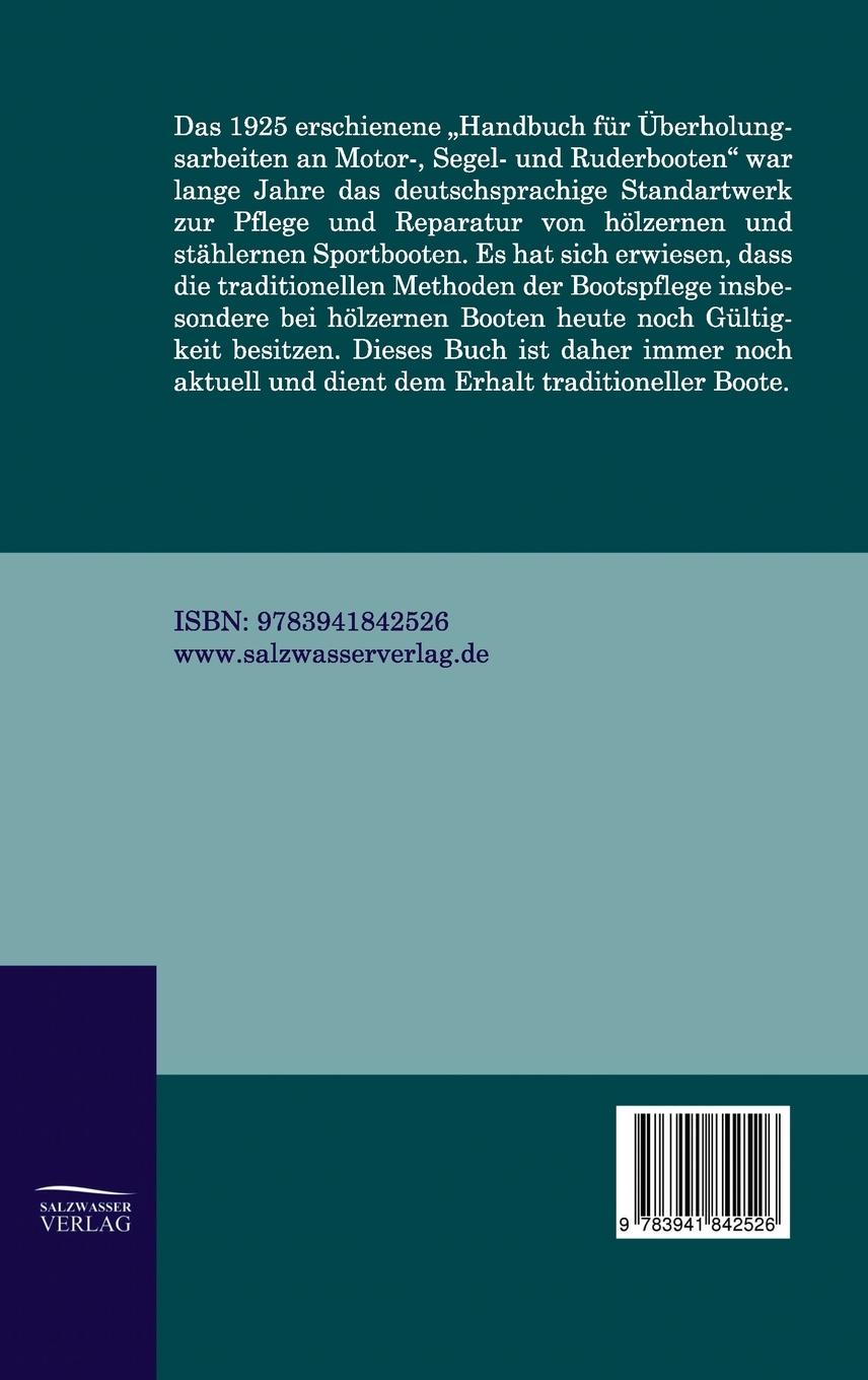 Rückseite: 9783941842526 | Handbuch für Überholungsarbeiten an Motor-, Segel- und Ruderbooten