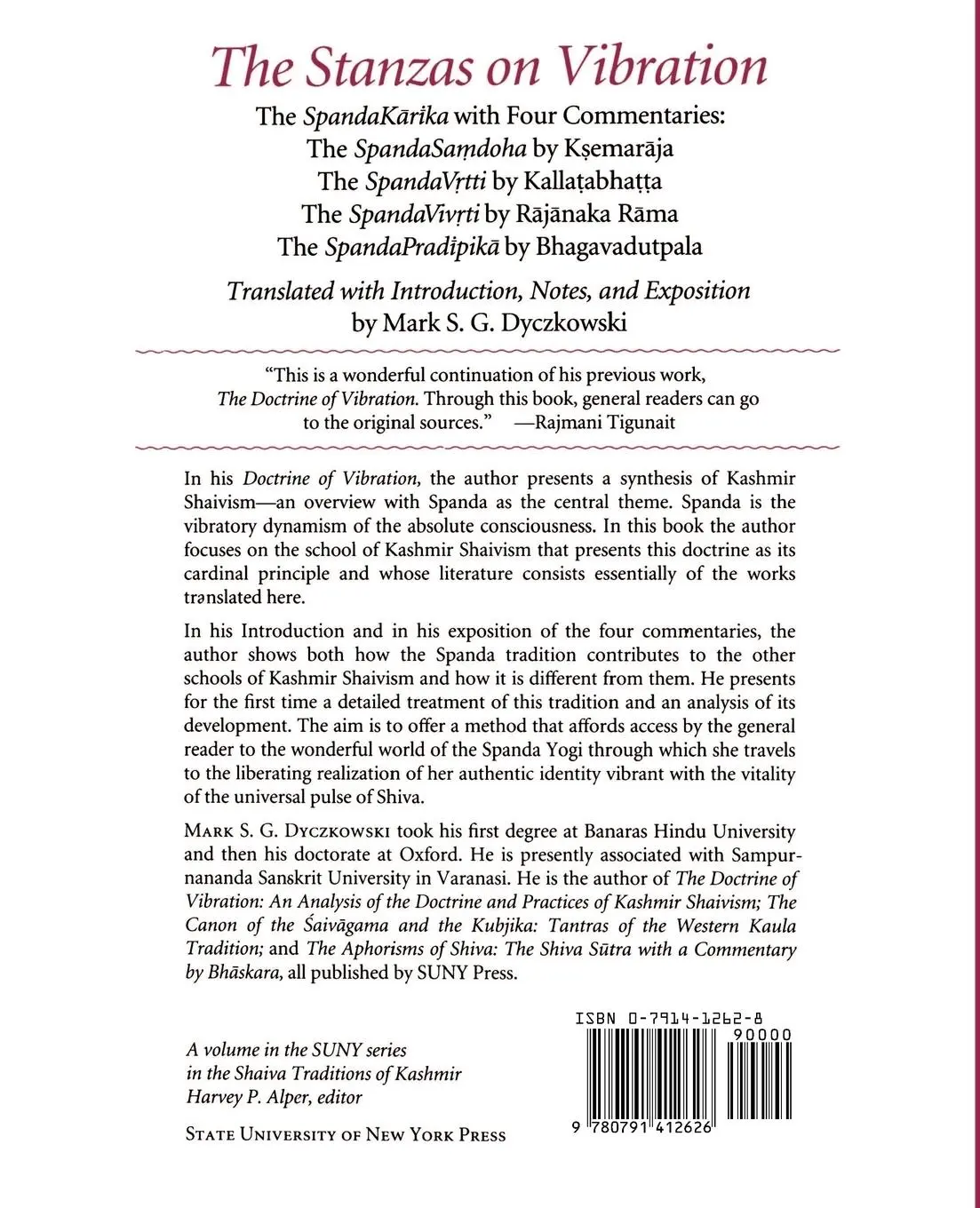 Rückseite: 9780791412626 | The Stanzas on Vibration | Taschenbuch | Englisch | 1992 | SUNY Press