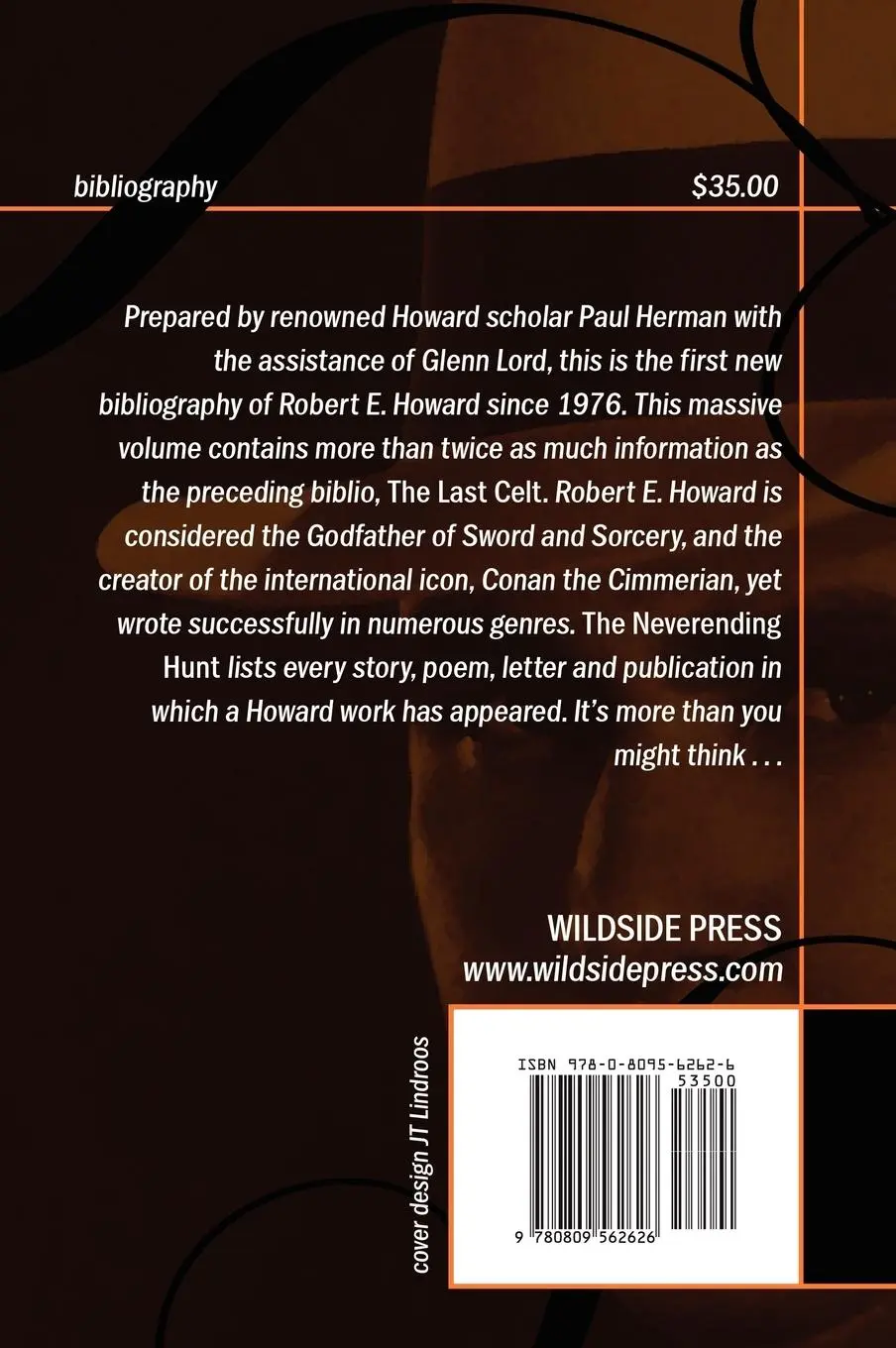 Rückseite: 9780809562626 | The Neverending Hunt | A Bibliography of Robert E. Howard | Herman