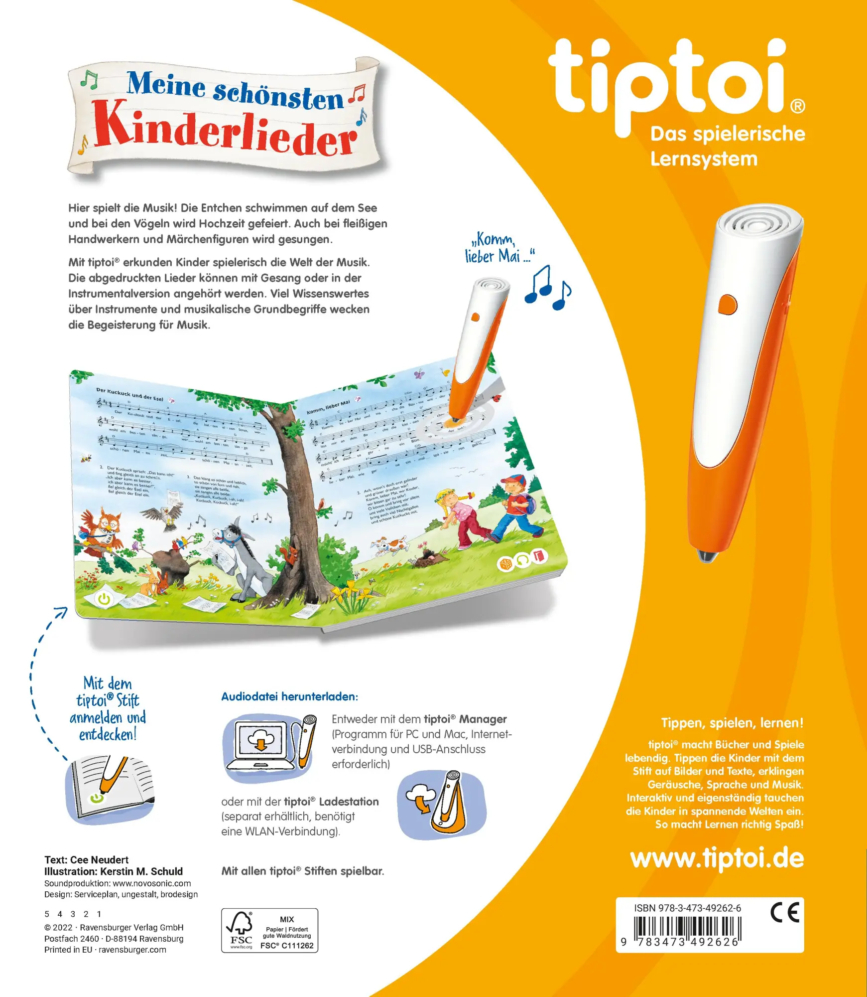 Rückseite: 9783473492626 | tiptoi® Meine schönsten Kinderlieder | Cee Neudert | Buch | 24 S.