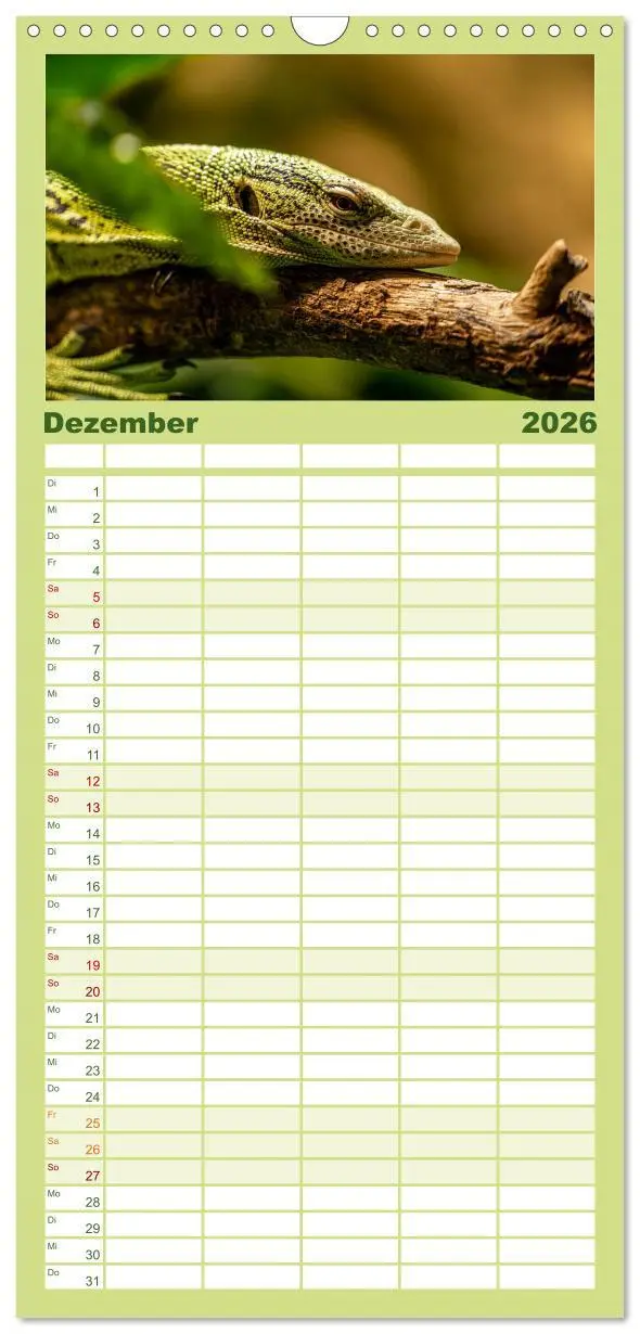 Bild: 9783516502626 | Familienplaner 2026 - Reptilien &amp; Amphibien Portraits mit 5 Spalten...
