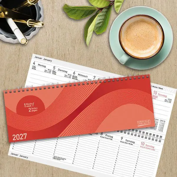 Bild: 9783819302626 | Tischkalender quer Professional Colourlux 2027 rot | Korsch Verlag