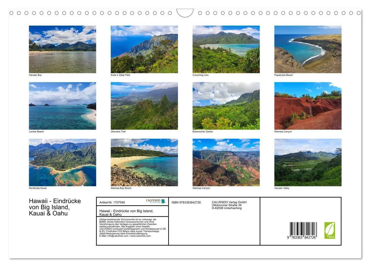 Bild: 9783383842726 | Hawaii - Eindrücke von Big Island, Kauai &amp; Oahu (Wandkalender 2025...