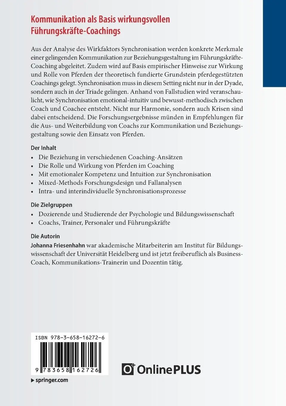 Rückseite: 9783658162726 | Kommunikation als Basis wirkungsvollen Führungskräfte-Coachings | Buch