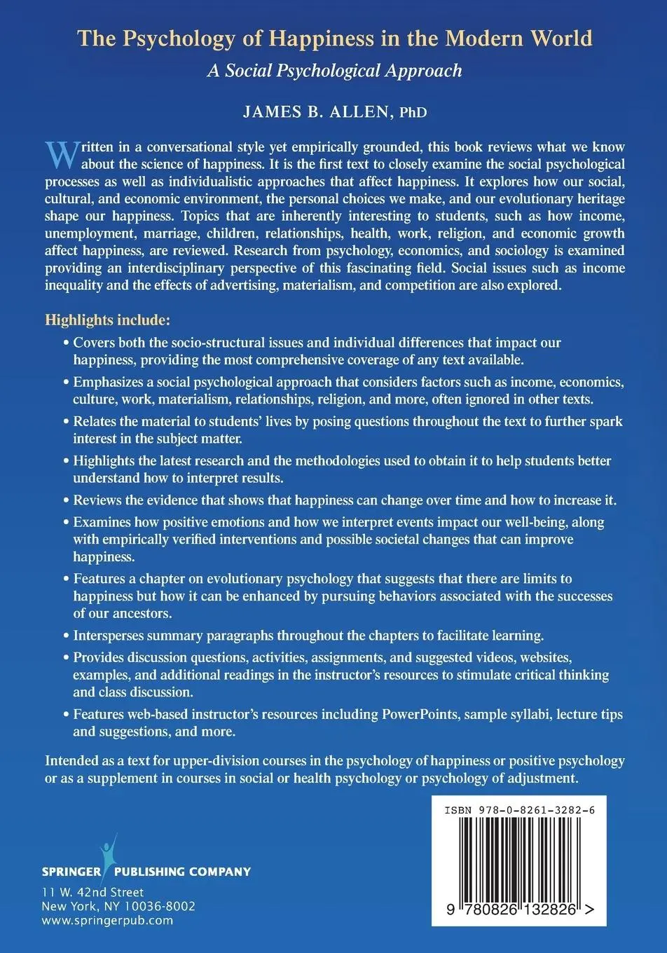 Rückseite: 9780826132826 | The Psychology of Happiness in the Modern World | James B. Allen