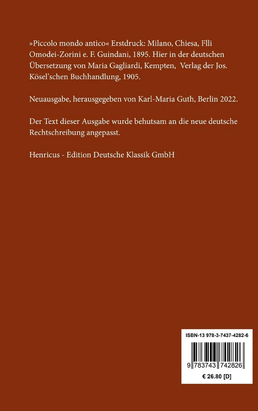 Rückseite: 9783743742826 | Die Kleinwelt unserer Väter | Antonio Fogazzaro | Buch | 348 S. | 2022