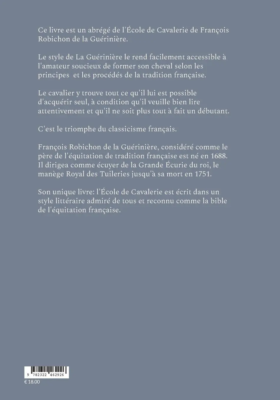 Rückseite: 9782322462926 | Traité d'équitation | L'art de monter à cheval | Guérinière | Buch