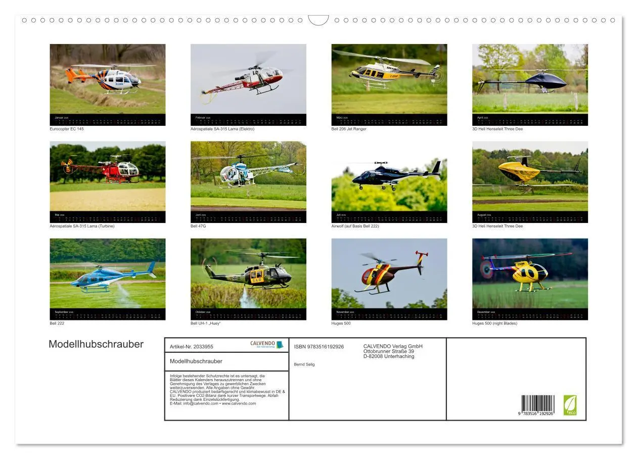 Bild: 9783516192926 | Modellhubschrauber (Wandkalender 2026 DIN A2 quer), CALVENDO...