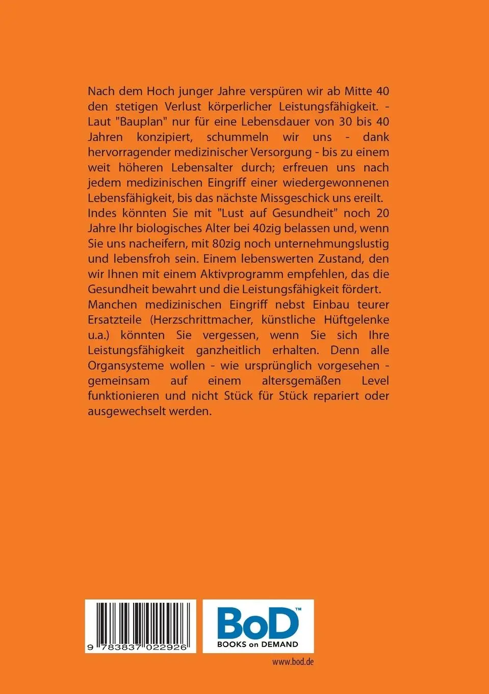Rückseite: 9783837022926 | Gesund &amp; fit im besten Alter (40+) | Wolfram Schröder | Taschenbuch