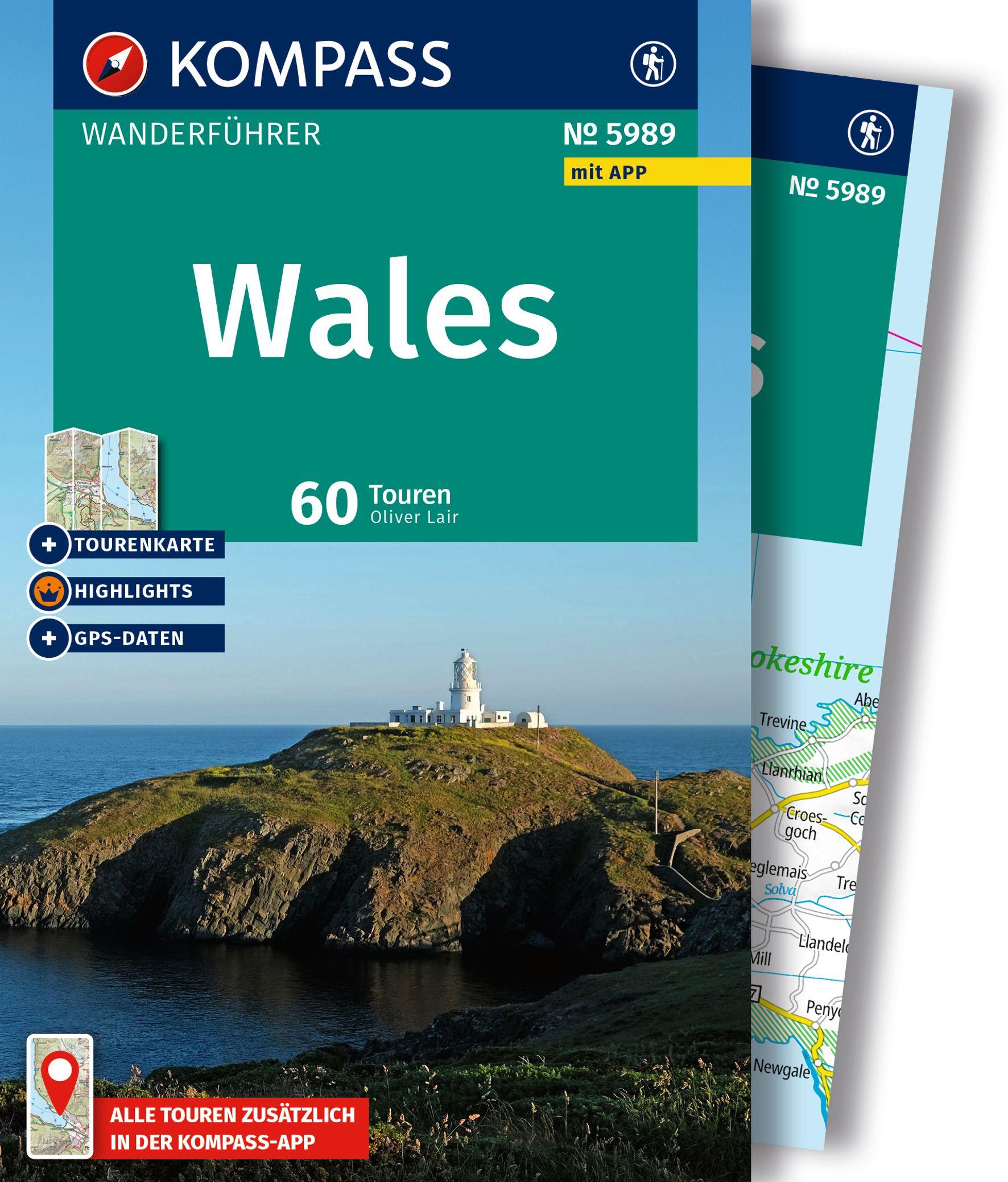 Cover: 9783991542926 | KOMPASS Wanderführer Wales, 60 Touren mit Extra-Tourenkarte | Lair