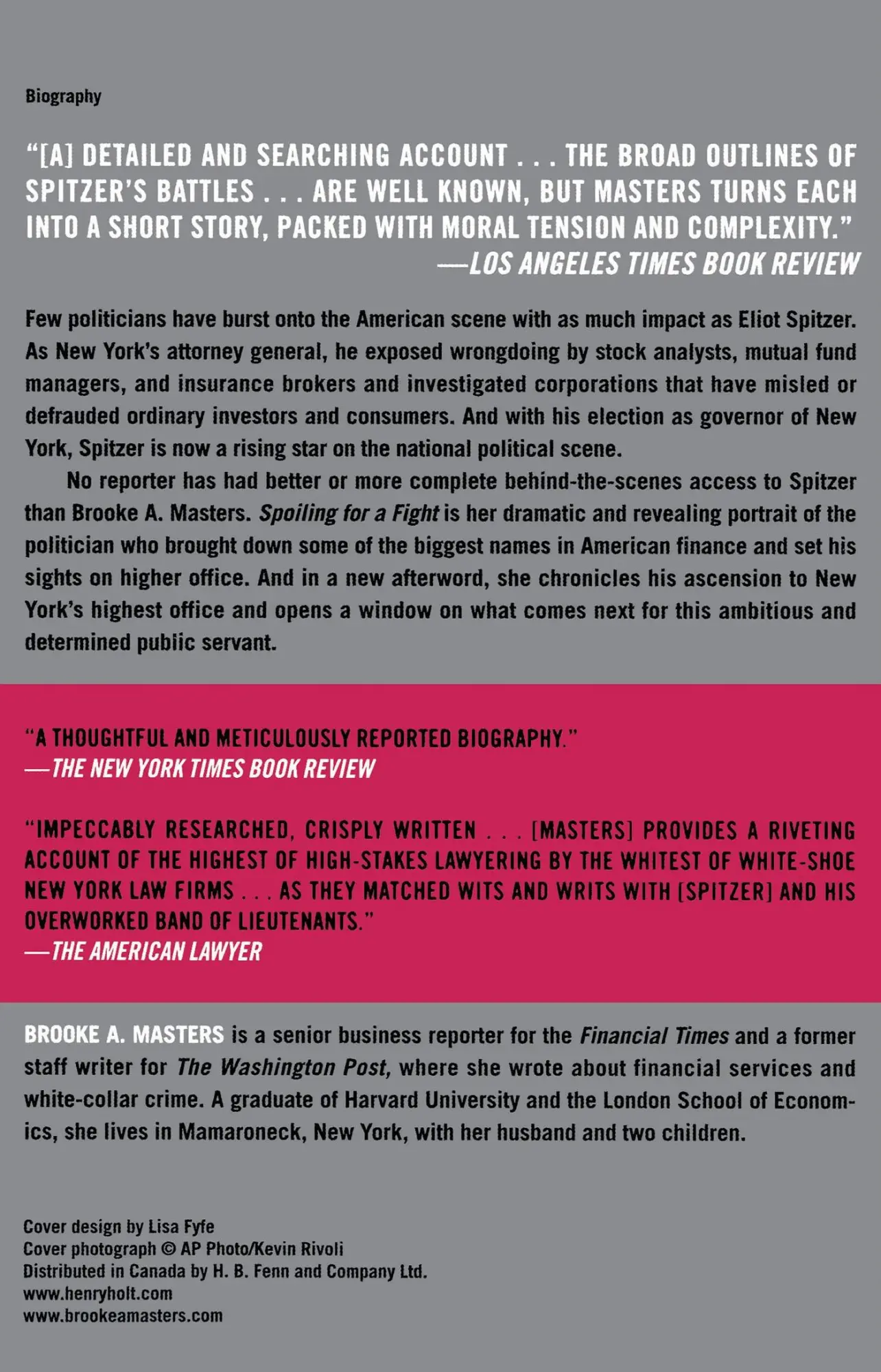 Rückseite: 9780805083026 | Spoiling for a Fight | The Rise of Eliot Spitzer | Brooke A. Masters