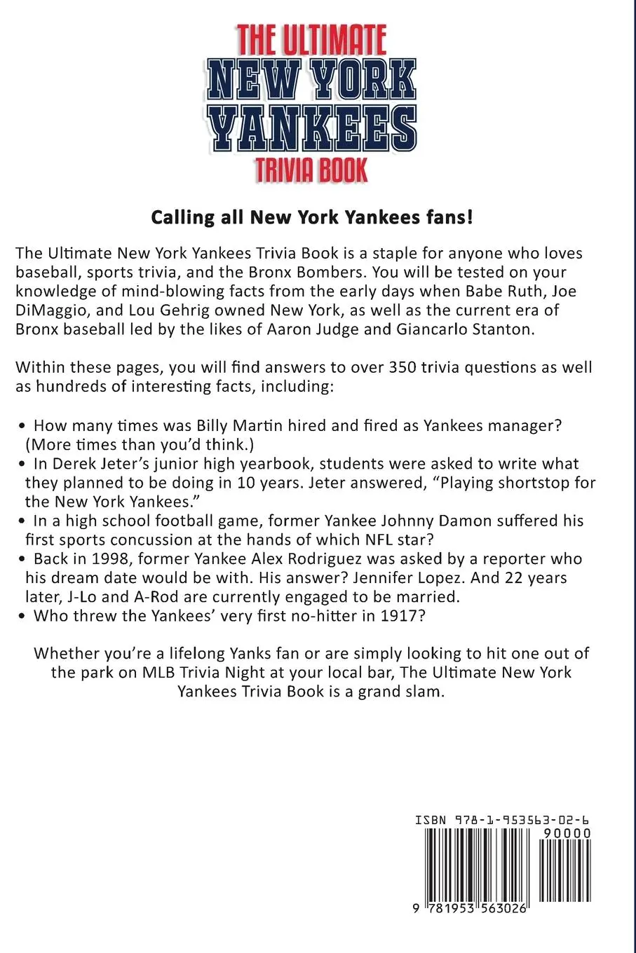 Rückseite: 9781953563026 | The Ultimate New York Yankees Trivia Book | Ray Walker | Taschenbuch